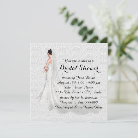 Invitation Fête des mariées blanche (Debout devant)