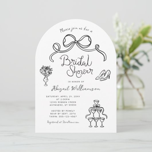 Invitation Fête des mariées blanche blanche blanche noire (Debout devant)