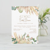 Invitation Fête des mariées blanche Boho Pampas (Debout devant)