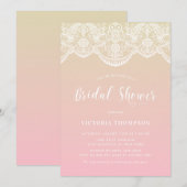 Invitation Fête des mariées blanche Brocade dentelle rose omb (Devant / Derrière)