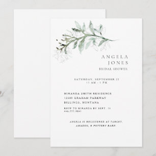 Invitation Fête des mariées blanche de feuillage II
