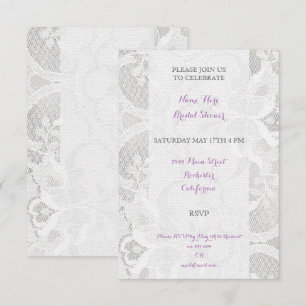 Invitation Fête des mariées Blanche dentelle gris Lavanda vio
