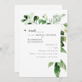 Invitation Fête des mariées blanche d'Eucalyptus moderne (Devant / Derrière)