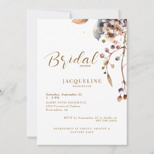 Invitation Fête des mariées blanche en feuillage chaud modern