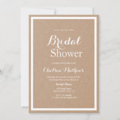 Invitation Fête des mariées blanche en papier brun simple mod (Devant)