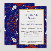 Invitation Fête des mariées blanche nordique rouge or (Devant / Derrière)