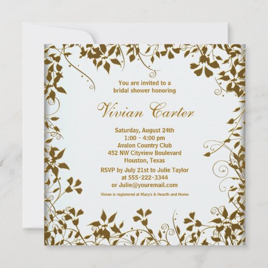 Invitation Fête des mariées blanche Pearl d'or (Dos)