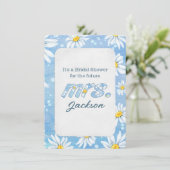 Invitation Fête des mariées Blancs Sur Bleu (Debout devant)