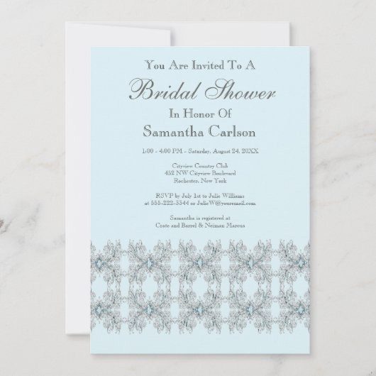 Invitation Fête des mariées Bleu Bébé (Devant)