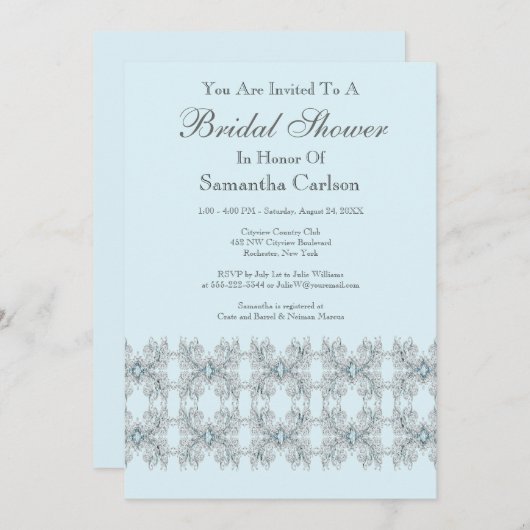Invitation Fête des mariées Bleu Bébé (Devant / Derrière)