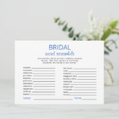 Invitation Fête des mariées Bleu & Blanc Mot Début Jeu (Debout devant)