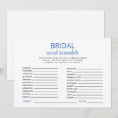 Invitation Fête des mariées Bleu & Blanc Mot Début Jeu (Devant / Derrière)