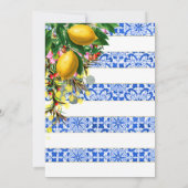 Invitation Fête des mariées Bleu Blancs Citrons Floral (Dos)