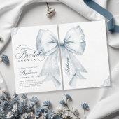 Invitation Fête des mariées Bleu Bow