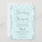 Invitation Fête des mariées bleu clair et argent (Devant)