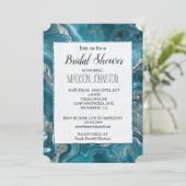 Invitation Fête des mariées bleu cristal Turquoise argenté (Debout devant)