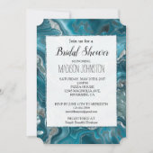 Invitation Fête des mariées bleu cristal Turquoise argenté (Devant)