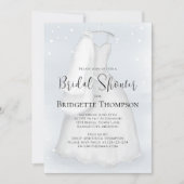 Invitation Fête des mariées Bleu Élégant Script Mariage robe (Devant)