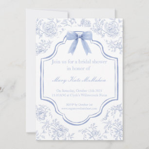 Invitation Fête des mariées bleu et blanc