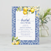 Invitation Fête des mariées Bleu et Citron méditerranéen (Debout devant)