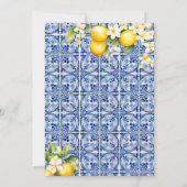 Invitation Fête des mariées Bleu et Citron méditerranéen (Dos)