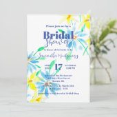 Invitation Fête des mariées bleu et jaune Aquarelle (Debout devant)