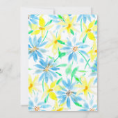 Invitation Fête des mariées bleu et jaune Aquarelle (Dos)