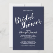 Invitation Fête des mariées bleu marine moderne (Devant)