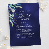 Invitation Fête des mariées bleu marine verdure élégant