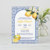 Invitation Fête des mariées Bleu Méditerranéen Et (Debout devant)