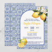 Invitation Fête des mariées Bleu Méditerranéen Et (Devant / Derrière)