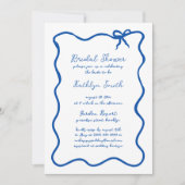 Invitation Fête des mariées Bleue Bleu Whimsical Tirée À La M (Devant)