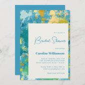 Invitation Fête des mariées Bleue Cool Peinture Abstraite mod (Devant / Derrière)