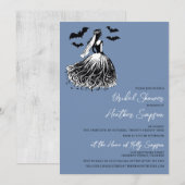 Invitation Fête des mariées bleue de la mariée fantôme (Devant / Derrière)