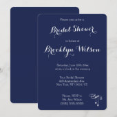 Invitation Fête des mariées Bleue de la Marine ronde Invitati (Devant / Derrière)