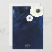 Invitation Fête des mariées bleue de l'Anemone Floral Navy (Dos)