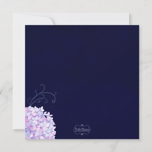 Invitation Fête des mariées bleue de l'Hydrangea (Dos)