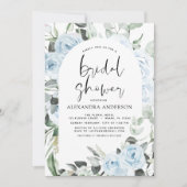 Invitation Fête des mariées bleue Dusty Eucalyptus Floral (Devant)