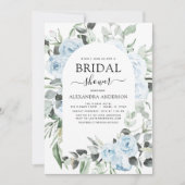 Invitation Fête des mariées Bleue Dusty Floral Greenery Invit (Devant)