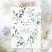 Invitation Fête des mariées bleue Dusty Flore verdure