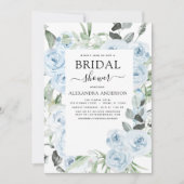 Invitation Fête des mariées bleue Dusty Flore verdure (Devant)