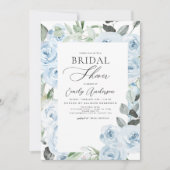 Invitation Fête des mariées bleue Dusty Flore verdure (Devant)