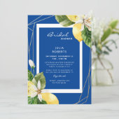 Invitation Fête des mariées Bleue et Jaune méditerranéenne (Debout devant)