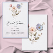 Invitation Fête des mariées bleue Fleur sauvage Pressée moder