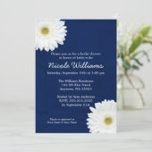 Invitation Fête des mariées bleue marine White Daisy (Debout devant)