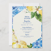 Invitation Fête des mariées Bleue Méditerranéenne moderne (Devant)