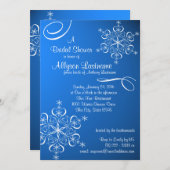 Invitation Fête des mariées bleue Snowflake (Devant / Derrière)