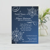 Invitation Fête des mariées bleue Snowflake (Debout devant)