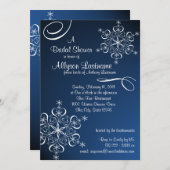 Invitation Fête des mariées bleue Snowflake (Devant / Derrière)