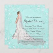 Invitation Fête des mariées bleue turquoise (Devant / Derrière)